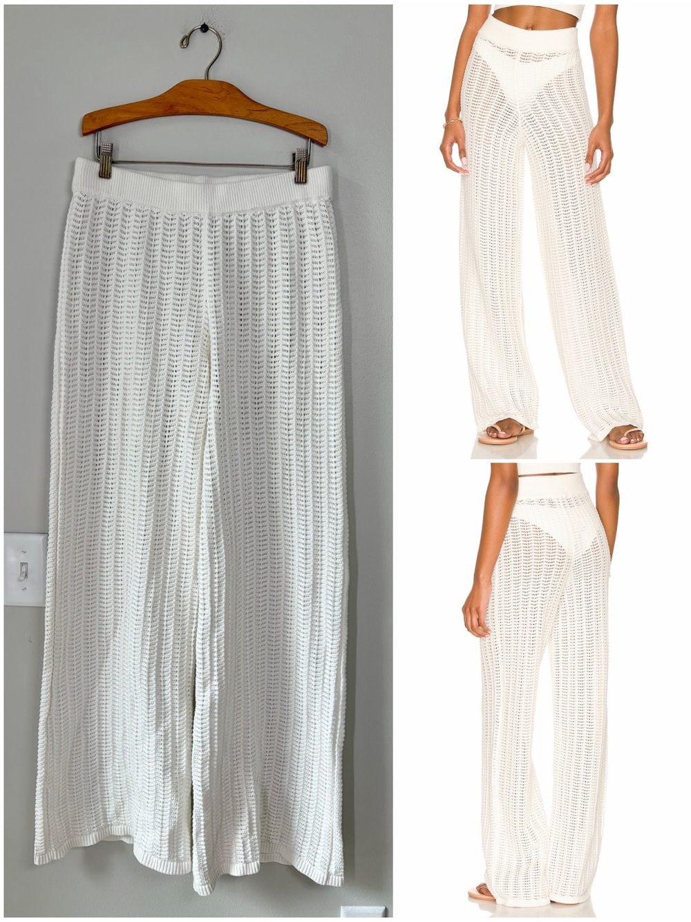Tularosa Maeve Knit Cover Up Wide Leg Pants in Ivory Resort Wear Festival Boho